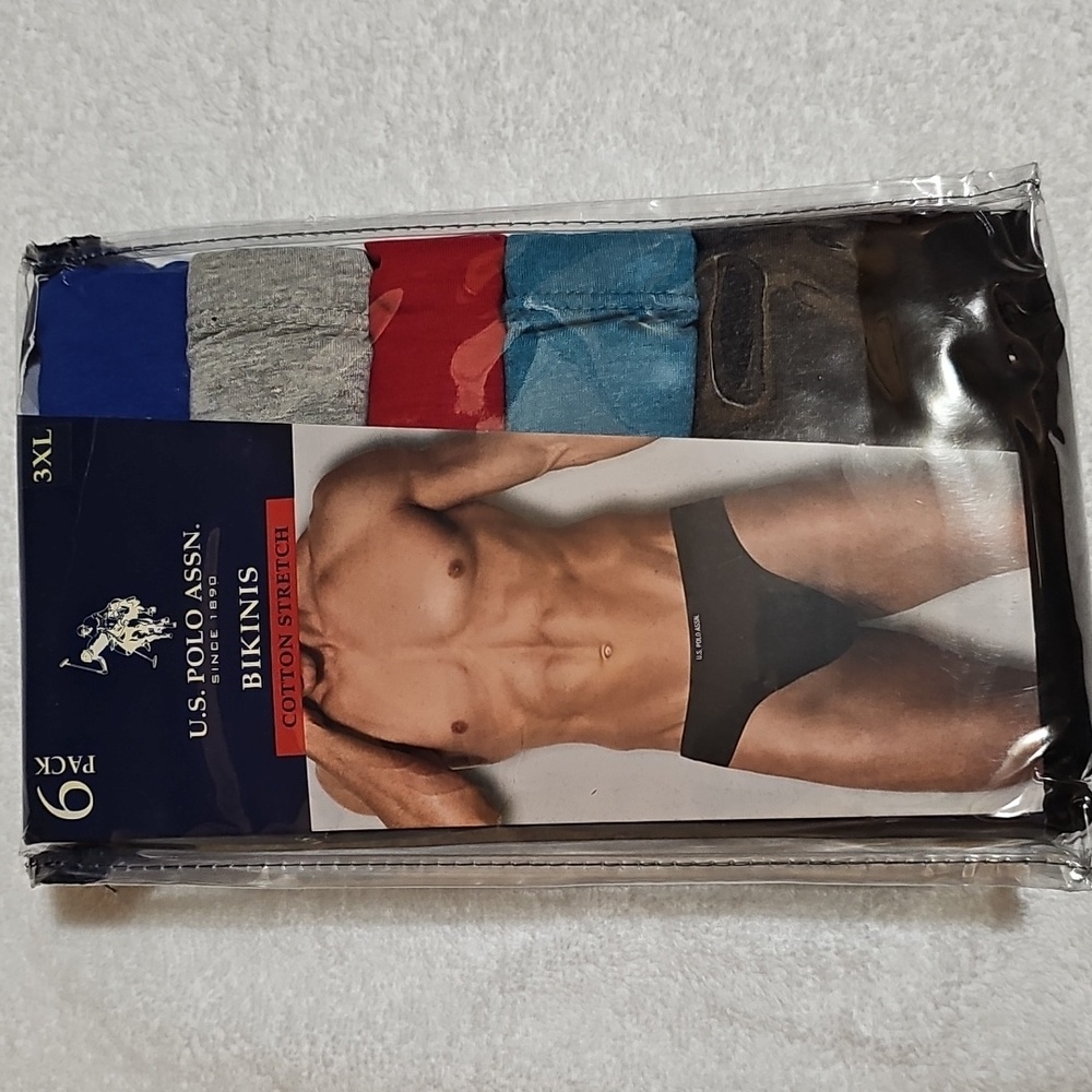 U.S. Polo Assn. Men's 3XL Cotton Stretch Bikini Underwear, 6-Pack